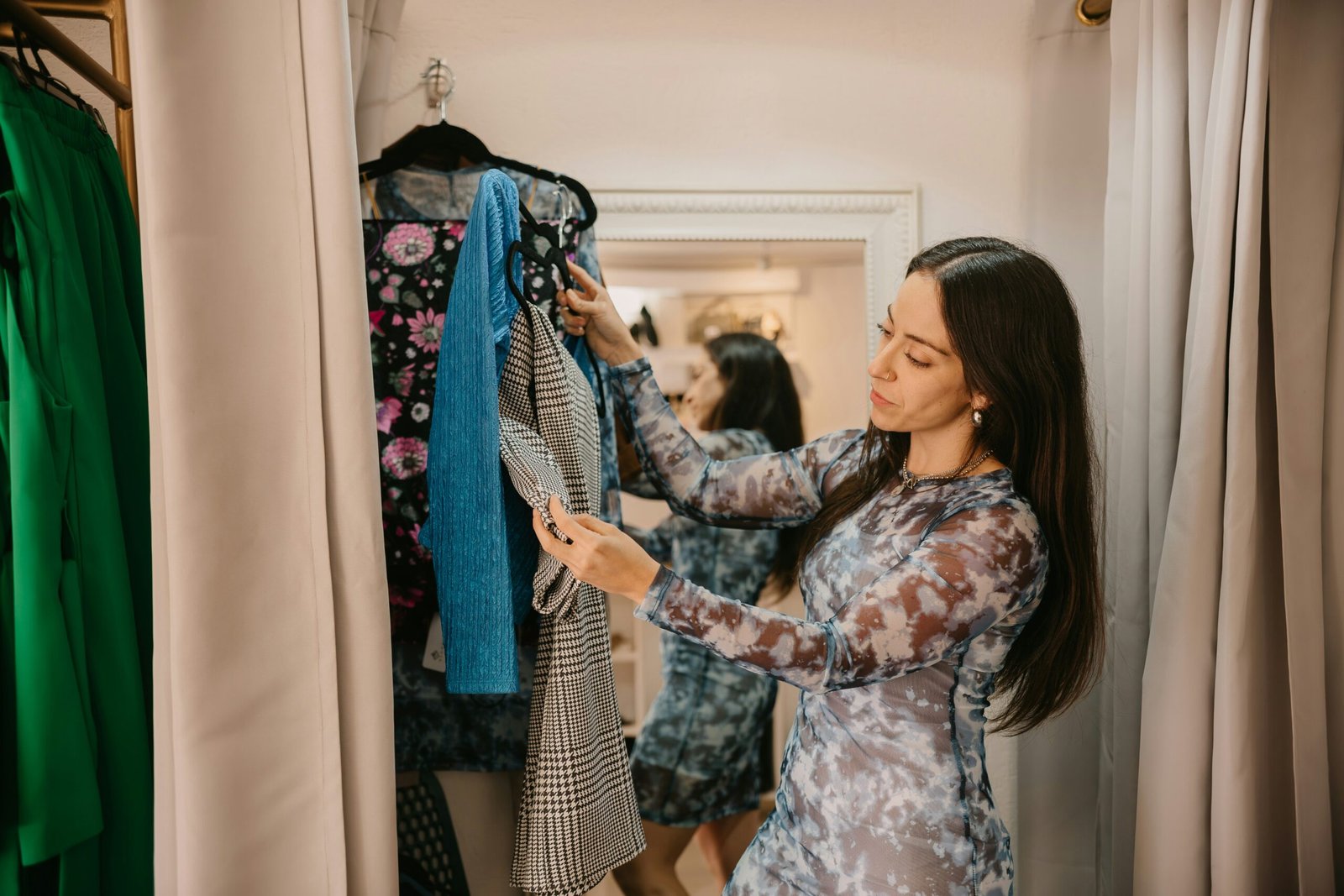 Shopping for breathable and comfortable clothing in boutique