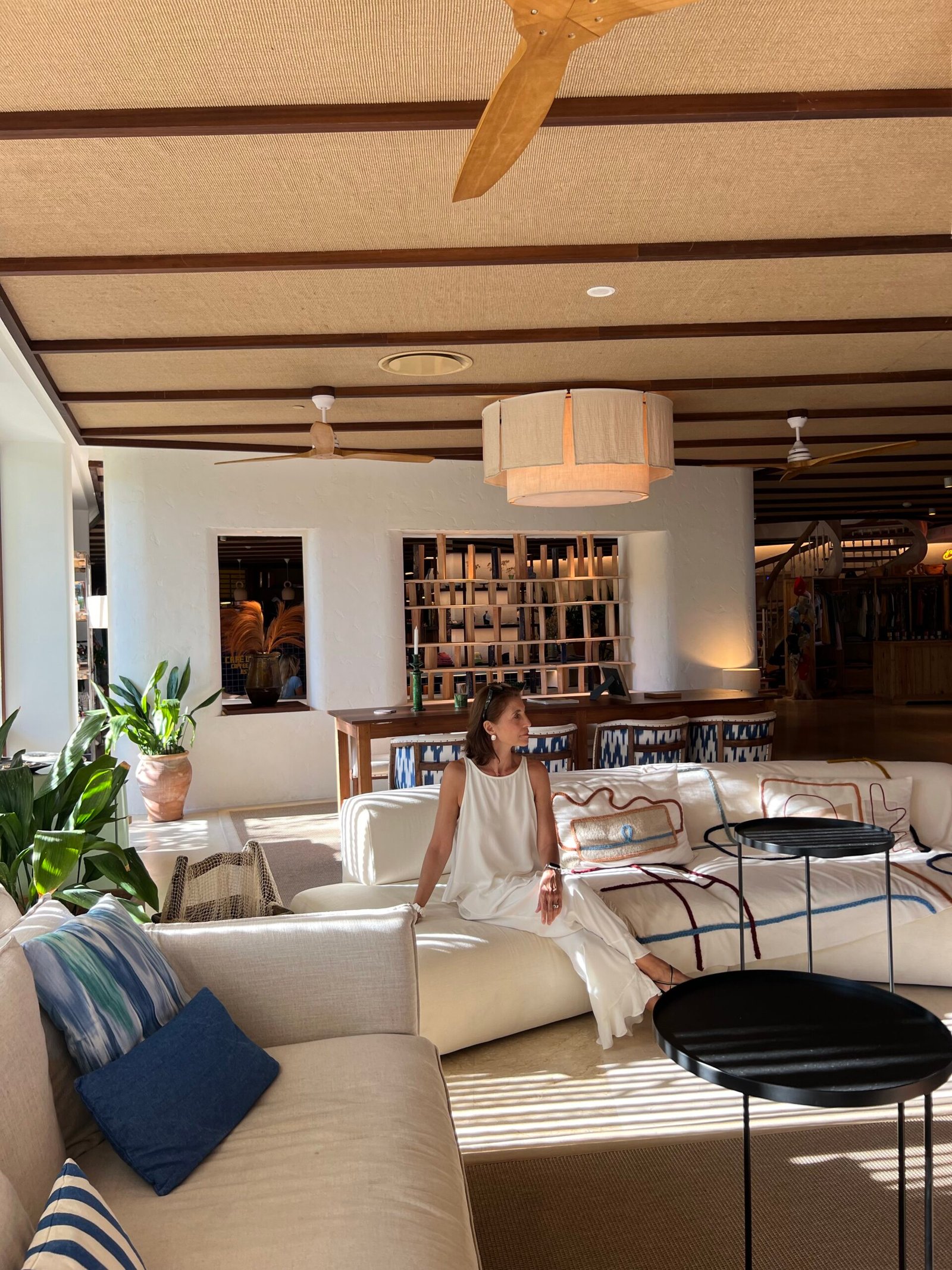 Styled neutral living room with curated decor