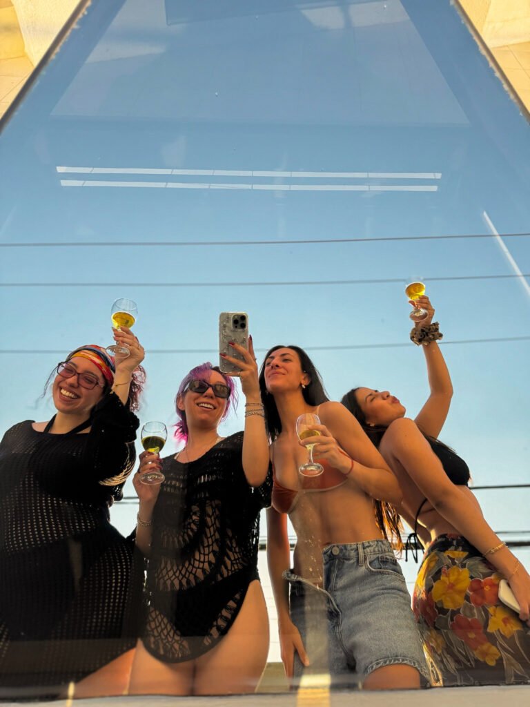 four friends having fun